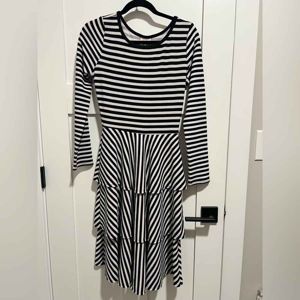 EUC Lularoe Striped Black and White Dress